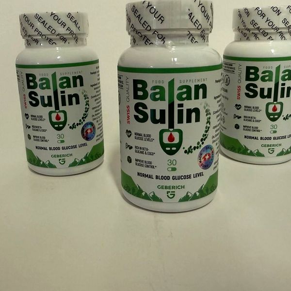 Tre flaconi bianchi e verdi di Balansulin da 30 capsule
