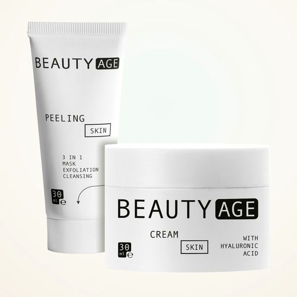 Tubo del peeling e vasetto della crema Beauty Age Complex