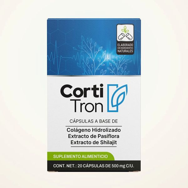 Scatola bianca e blu di Cortitron da 20 capsule