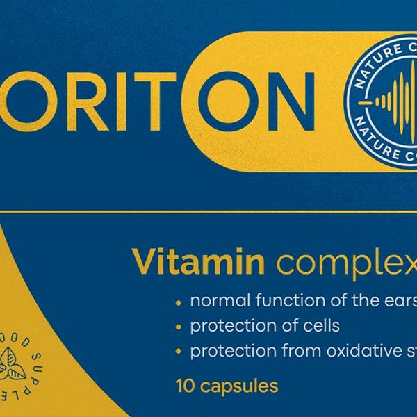 Scatola blu e gialla di Oriton Vitamin complex da 10 capsule