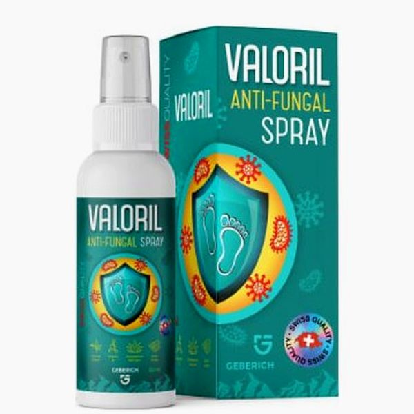 Flacone spray e scatola verde acqua di Valoril