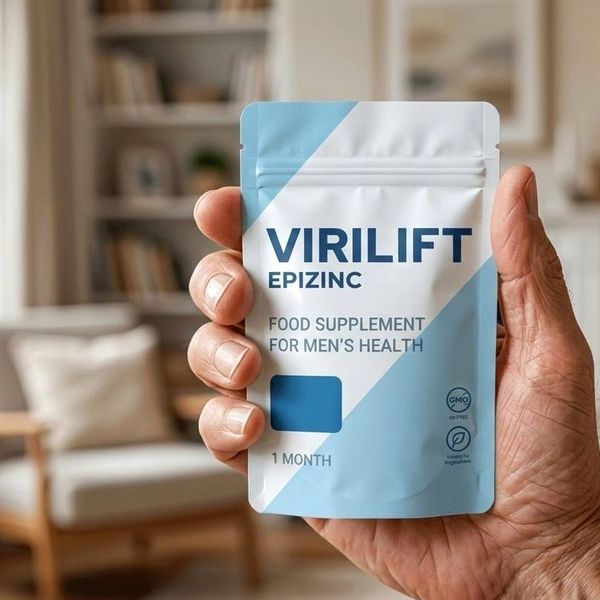 Busta azzurra di ViriLift Epizinc tenuta in mano